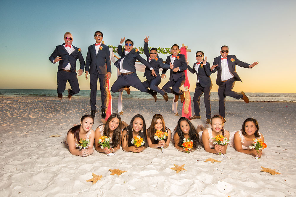 Beach group wedding photos in Fort Myers by Chris Kovaz