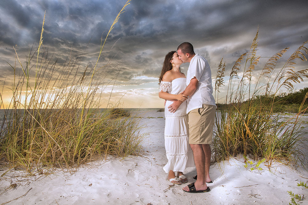 Casual beach wedding photos