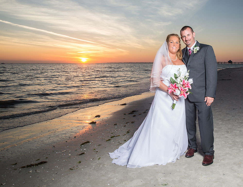 Formal beach wedding photos