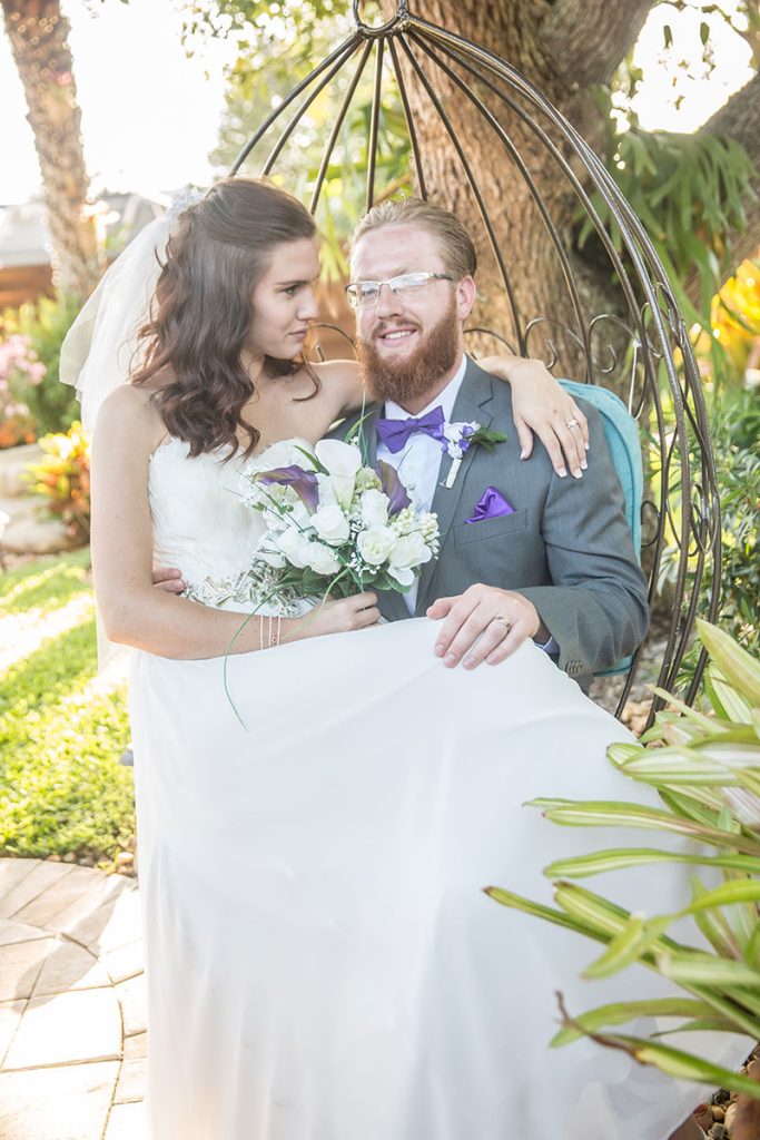 Wedding couple with flowers