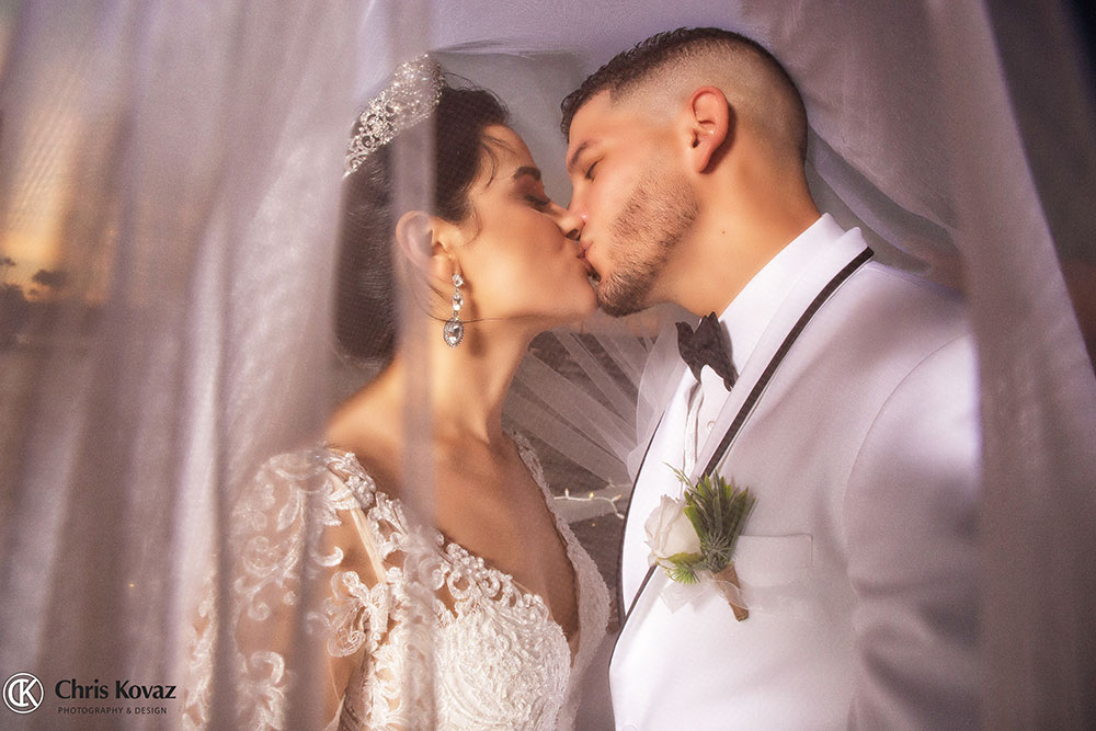 Young wedding couple outdoors