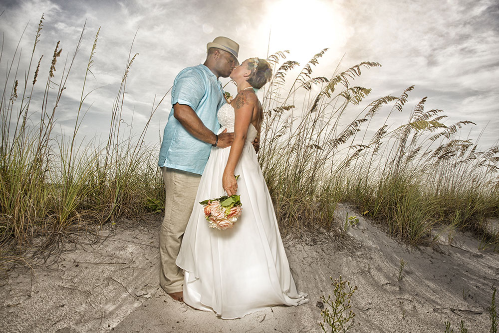 Casual wedding photography on the beach